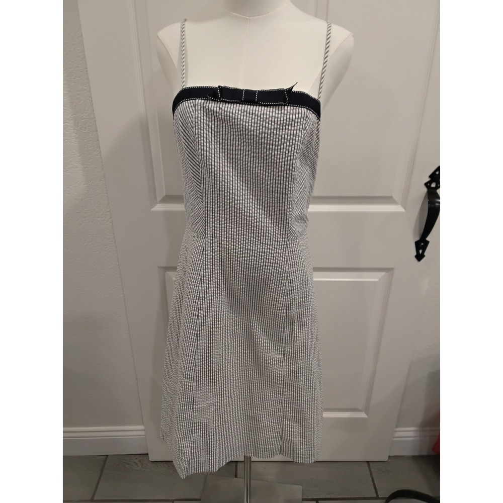 Isaac Mizrahi For Target Seersucker Bow Detail‎ Strappy Dress Women Size 8